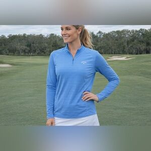 Callaway Women’s Quarter Zip Pull Over Blue Performance Golf Top Like New